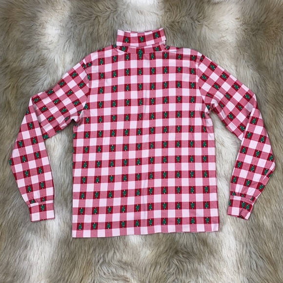 Westbound Plaid Christmas Tree Long Sleeve Turtleneck Blouse, Medium - Picture 7 of 13